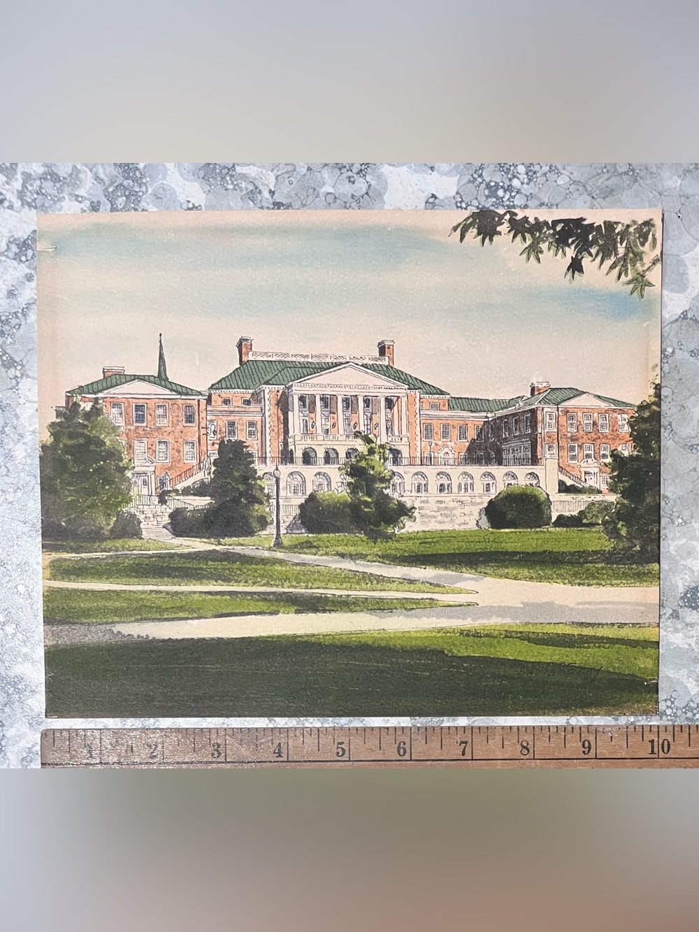 Reynolda Hall, Wake Forest Univ., Winston-Salem, NC. VTG Watercolor, unframed